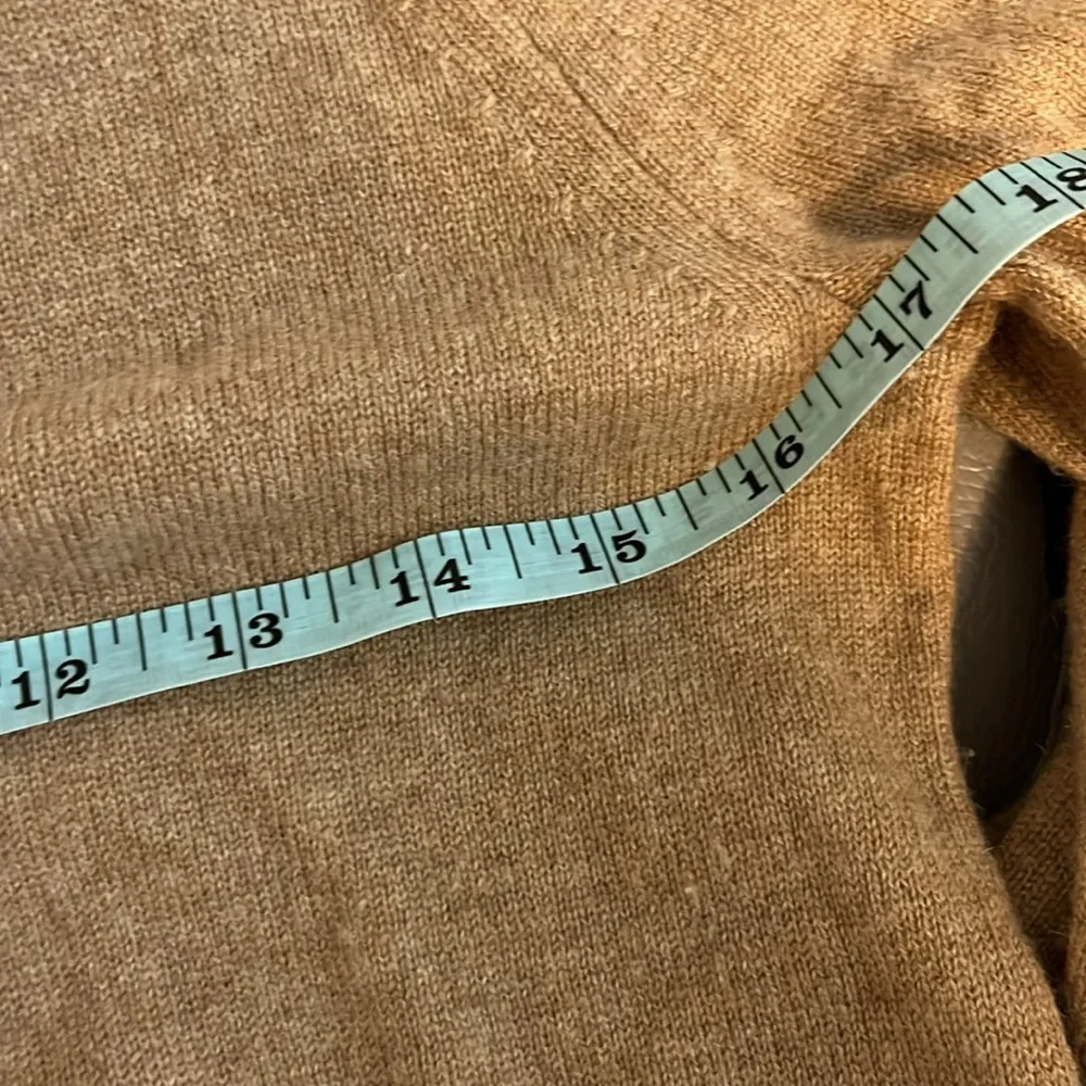 J. Crew 100% Cashmere Crewneck Sweater Heather Camel Tan 3/4 Sleeve Size S